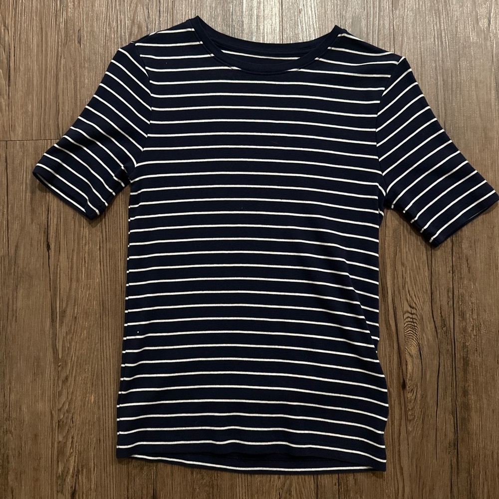 GAP Navy and White Striped Short Sleeve Crew Tee